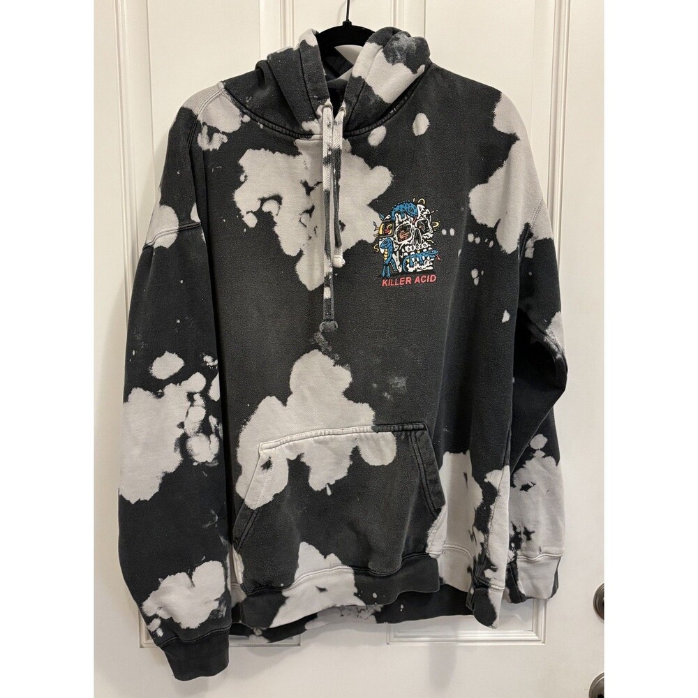 Santa Cruz Killer Acid Men Hoodie large Tie Dye Skater Black The world goes on